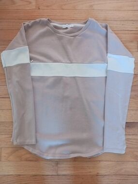 Movemama Cotton Long-Sleeve Blush Pink Crewneck Sweater with White Stripe